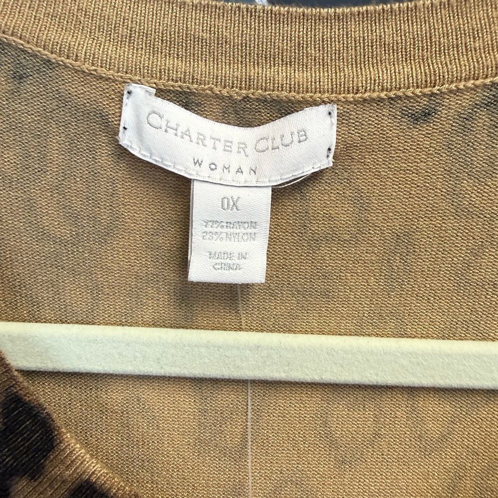 NWT Charter Club Woman 0X Leopard Print Gold Button Cardigan - Picture 2 of 12